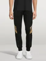 Mixed-Fabric Jogger Pants With Patch