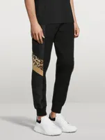 Mixed-Fabric Jogger Pants With Patch