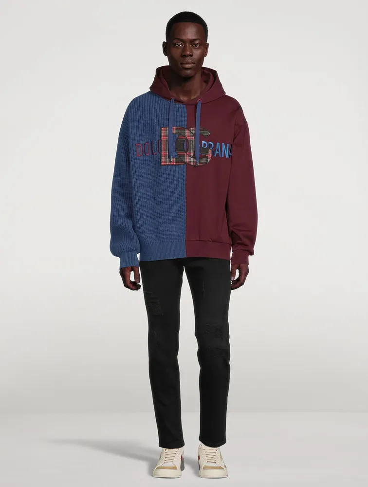 Wool And Jersey Hoodie With Patch