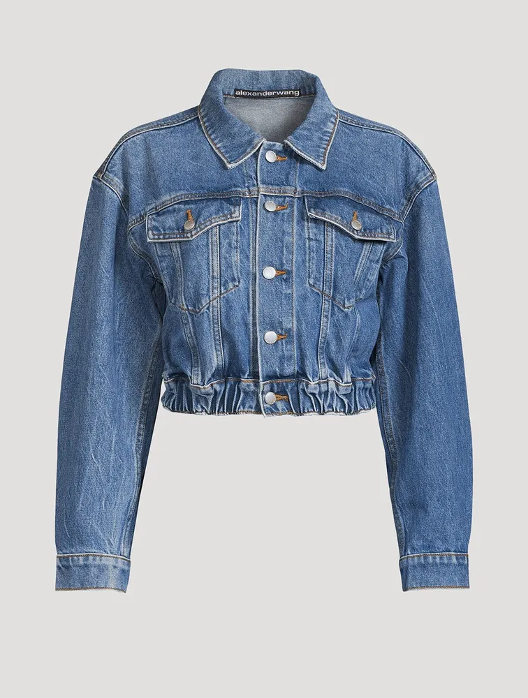 Ruched Waist Denim Jacket