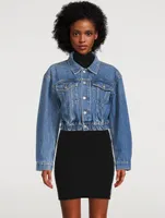 Ruched Waist Denim Jacket