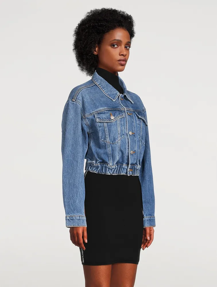 Ruched Waist Denim Jacket