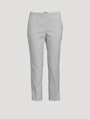Cotton-Blend Slim-Fit Pants Striped Print