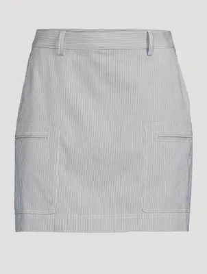 Cotton-Blend Mini Skirt Striped Print