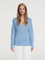 Linen Knit V-Neck Sweater