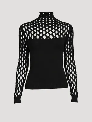 Net Turtleneck Top