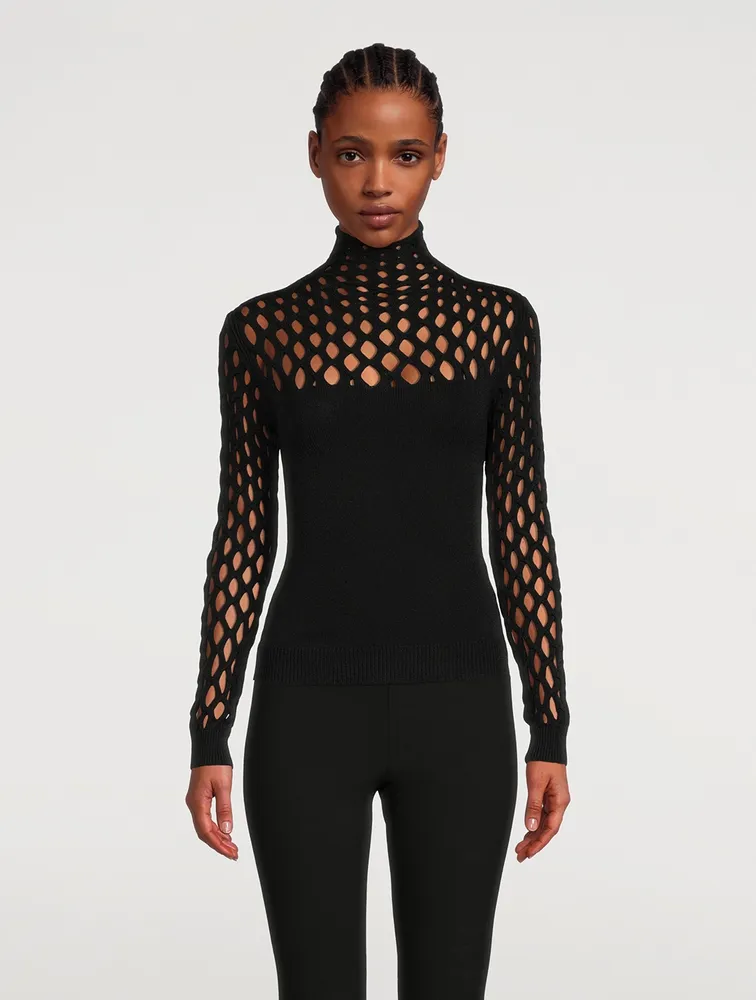 Net Turtleneck Top