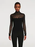 Net Turtleneck Top
