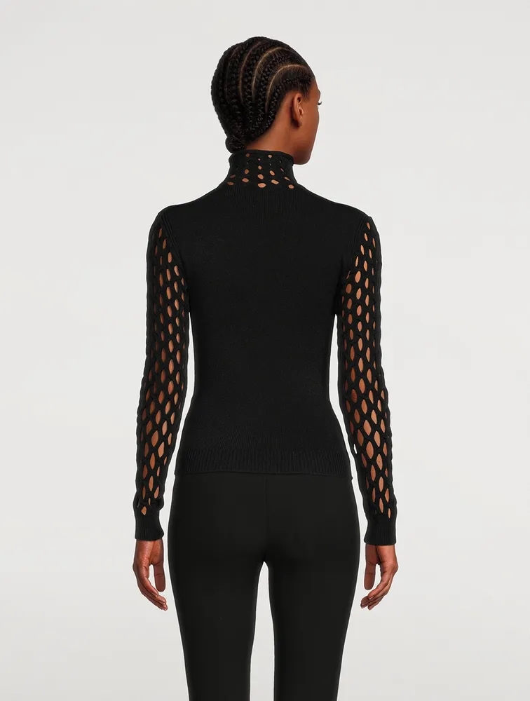 Net Turtleneck Top