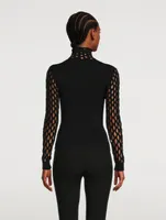 Net Turtleneck Top