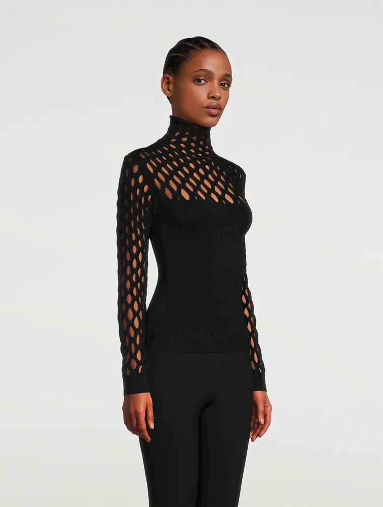 Net Turtleneck Top