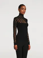Net Turtleneck Top