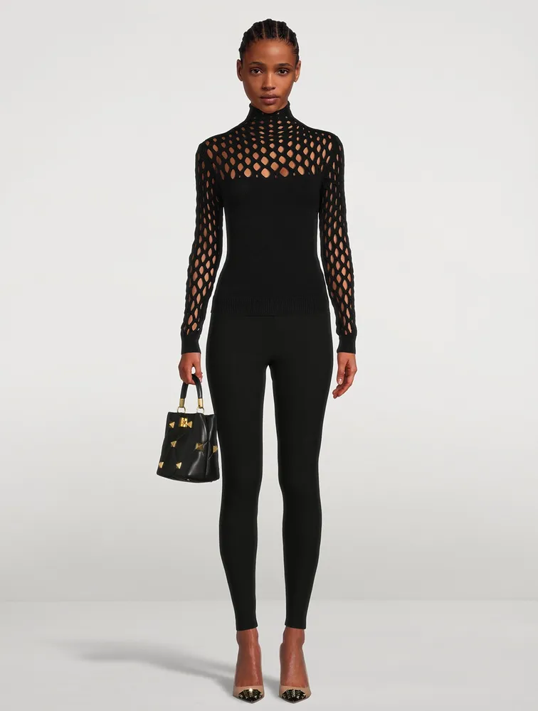 Net Turtleneck Top