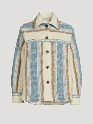 Rose Shirt Jacket Stripe Print