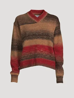 Zoey Jacquard Stripe V-Neck Sweater