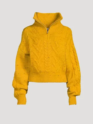 Half-Zip Cable-Knit Sweater