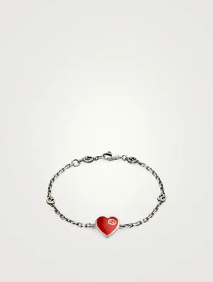 Interlocking G Sterling Silver Heart Bracelet