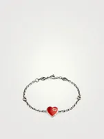 Interlocking G Sterling Silver Heart Bracelet