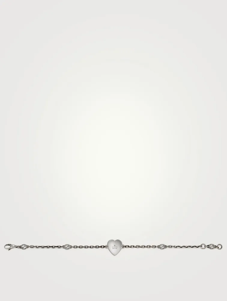 Interlocking G Sterling Silver Heart Bracelet