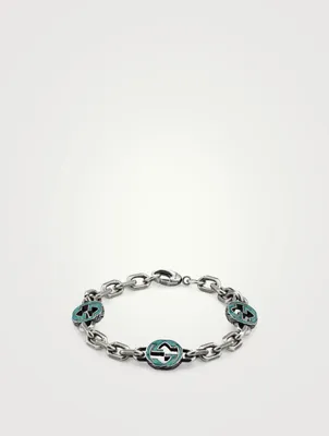 Interlocking G Sterling Silver Enamel Bracelet