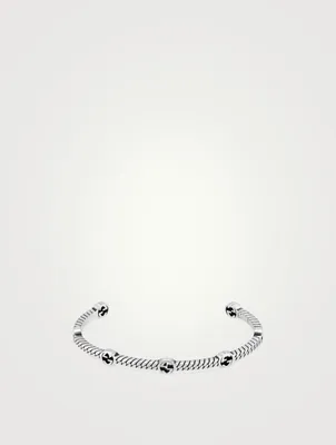 Thin Interlocking G Silver Cuff Bracelet