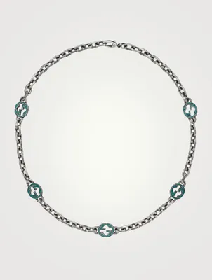 Interlocking G Sterling Silver Enamel Necklace