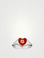 Interlocking G Sterling Silver Heart Ring