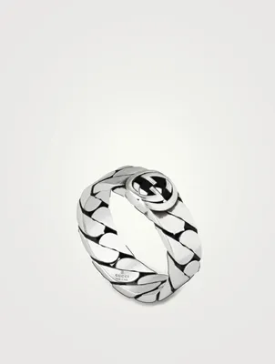 Interlocking G Sterling Silver Chain Ring