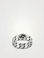 Interlocking G Sterling Silver Chain Ring