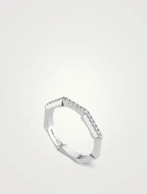 18K White Gold Link To Love Ring With Diamonds
