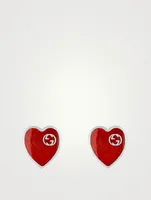 Interlocking G Sterling Silver Heart Earrings