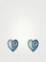 Interlocking G Sterling Silver Heart Earrings