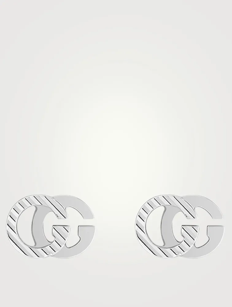 GG Running 18K White Gold Stud Earrings