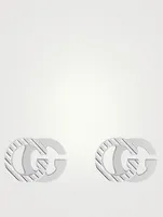 GG Running 18K White Gold Stud Earrings