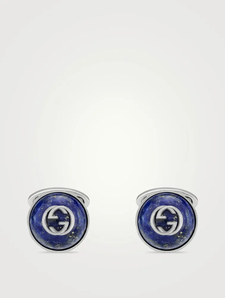 Interlocking G Sterling Silver Cufflinks With Lapis