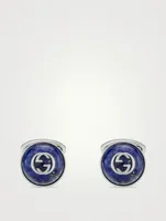 Interlocking G Sterling Silver Cufflinks With Lapis