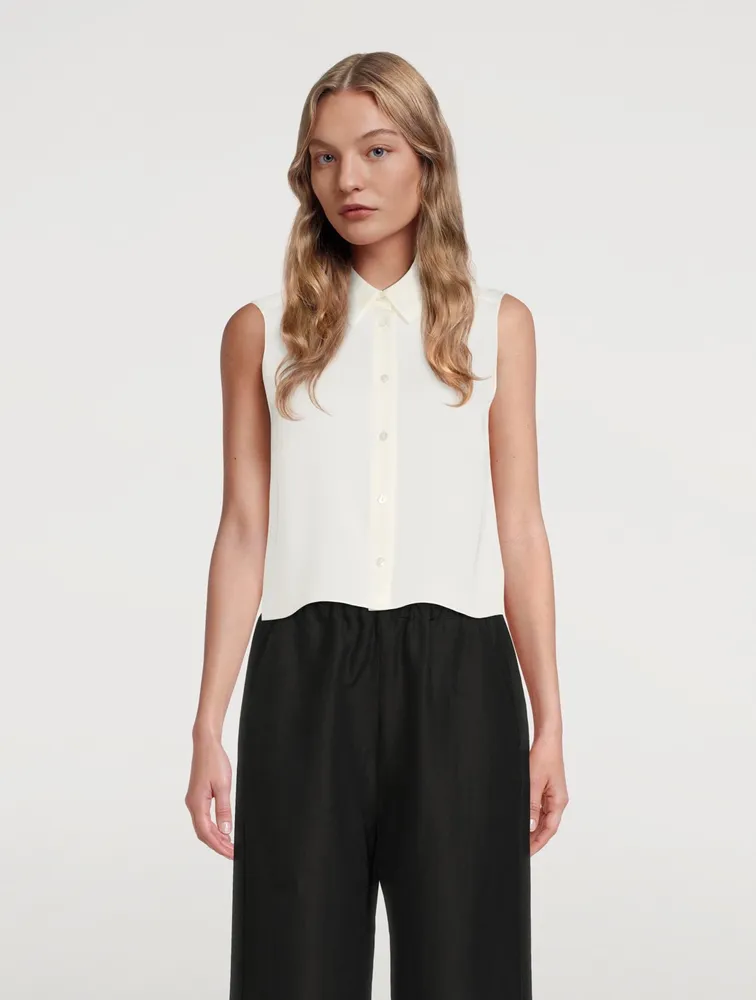 Shrunken Silk Sleeveless Shirt