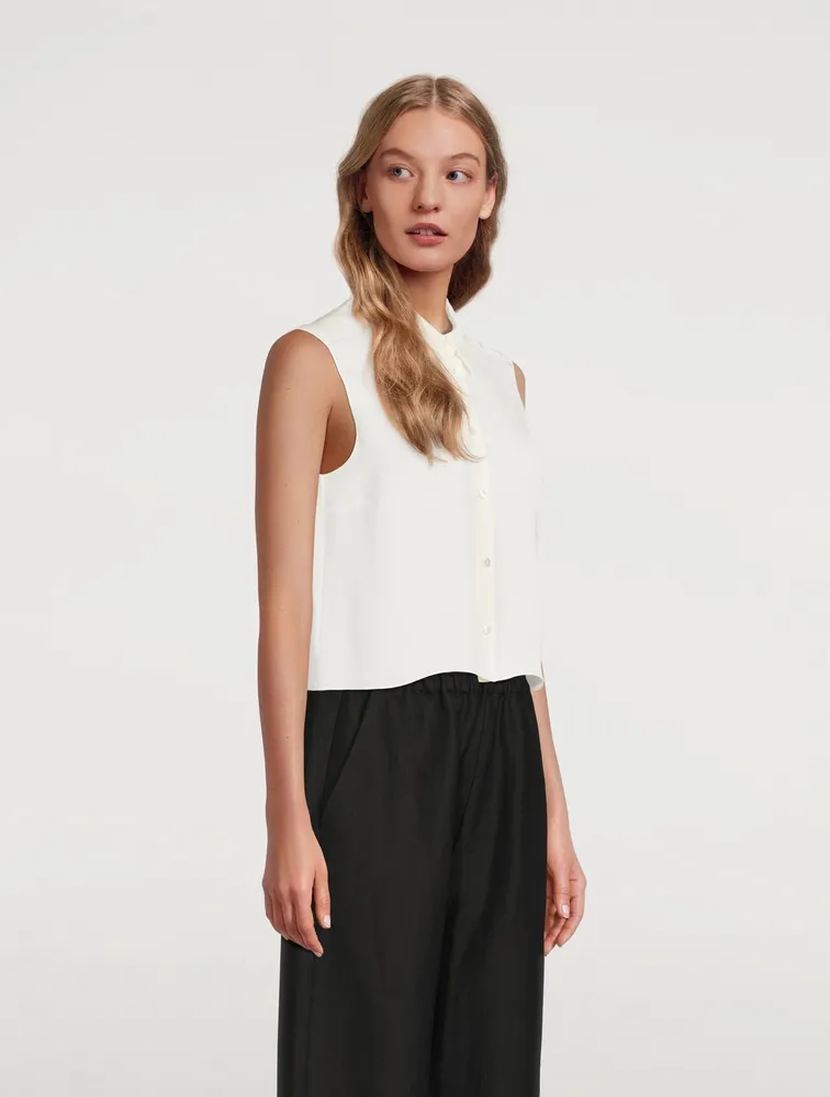 Shrunken Silk Sleeveless Shirt