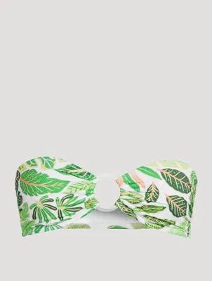 The Tati Strapless Bikini Top Palm Leaf Print