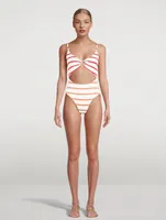 The Esme Cutout One-Piece Swimsuit Striped Print