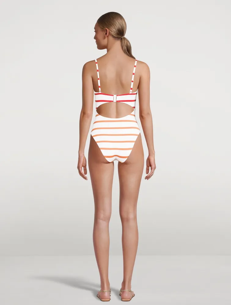 The Esme Cutout One-Piece Swimsuit Striped Print