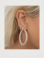 Pavé Chain Link Huggie Hoop Earrings