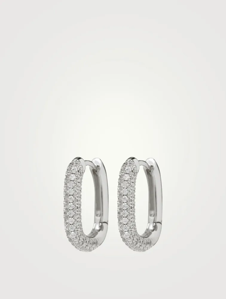 Pavé Chain Link Huggie Hoop Earrings