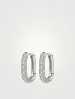 Pavé Chain Link Huggie Hoop Earrings