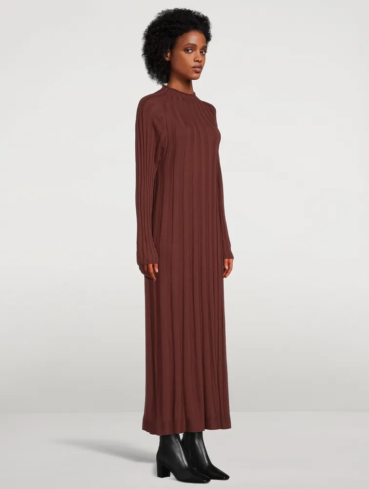 Wool-blend Pleated Midi Dress