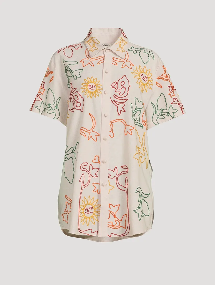 Daniel Embroidered Cotton Short-Sleeve Shirt