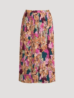 Sarean Printed Pleated Midi Skirt