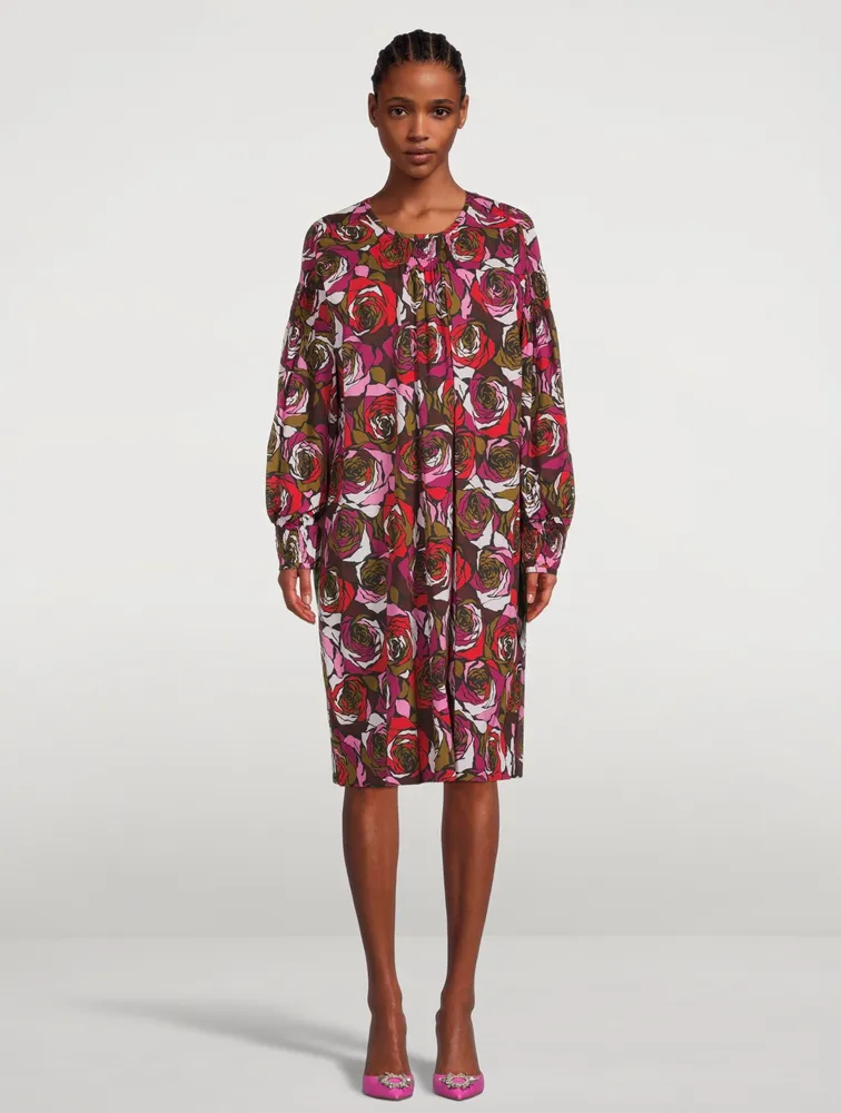 Darko Cotton Printed Long-Sleeve Midi Dress