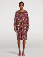 Darko Cotton Printed Long-Sleeve Midi Dress