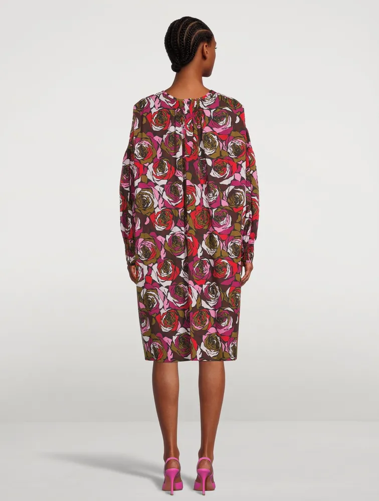 Darko Cotton Printed Long-Sleeve Midi Dress